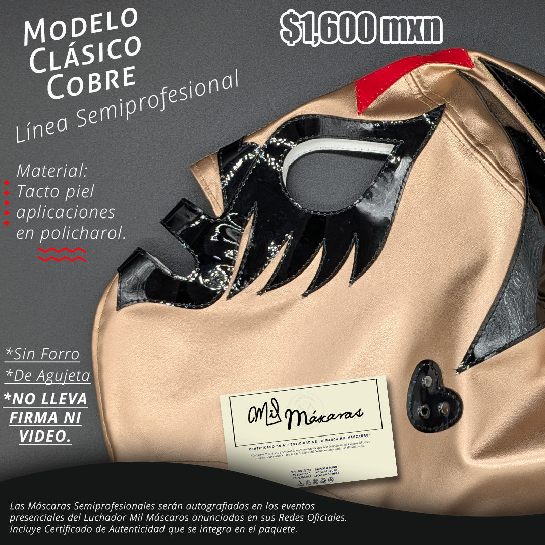 Máscara Modelo Clásica Cobre (Línea Semiprofesional)