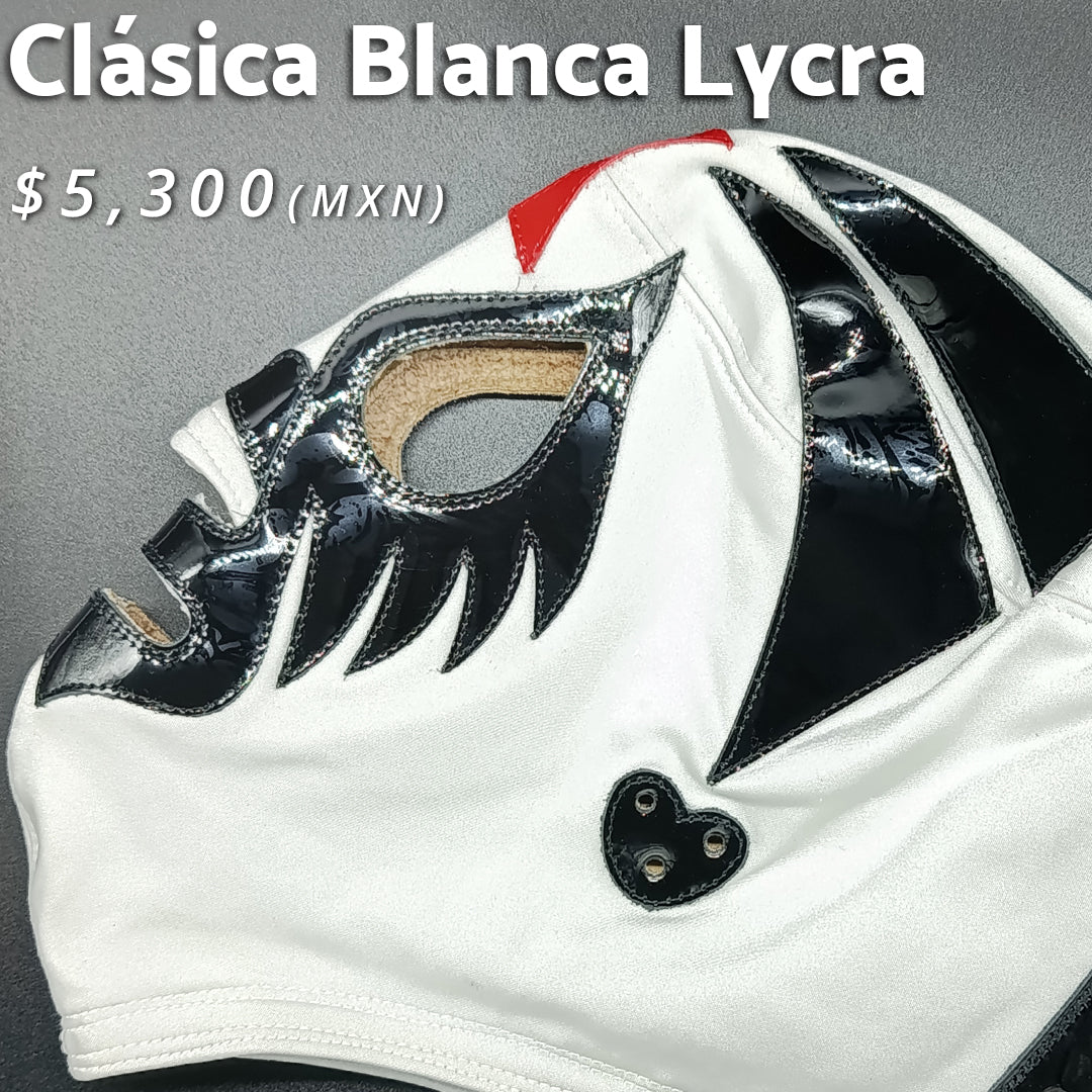 Máscara Modelo Clásico Blanca en Lycra (Profesional)