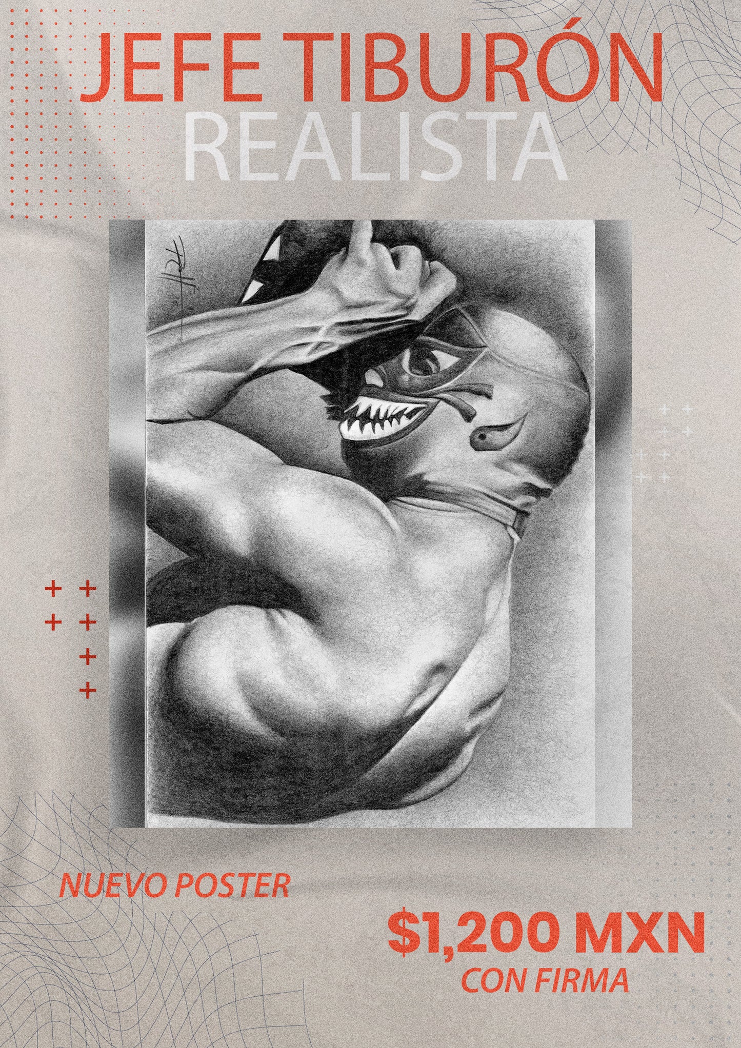 Cartel Modelo Jefe Tiburón Realista Firmado por Mr. Personalidad (Piezas Limitadas)