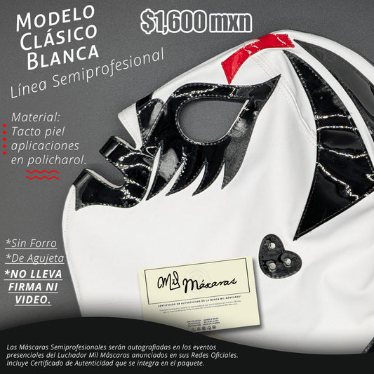 Máscara Modelo Clásica Blanca (Línea Semiprofesional)