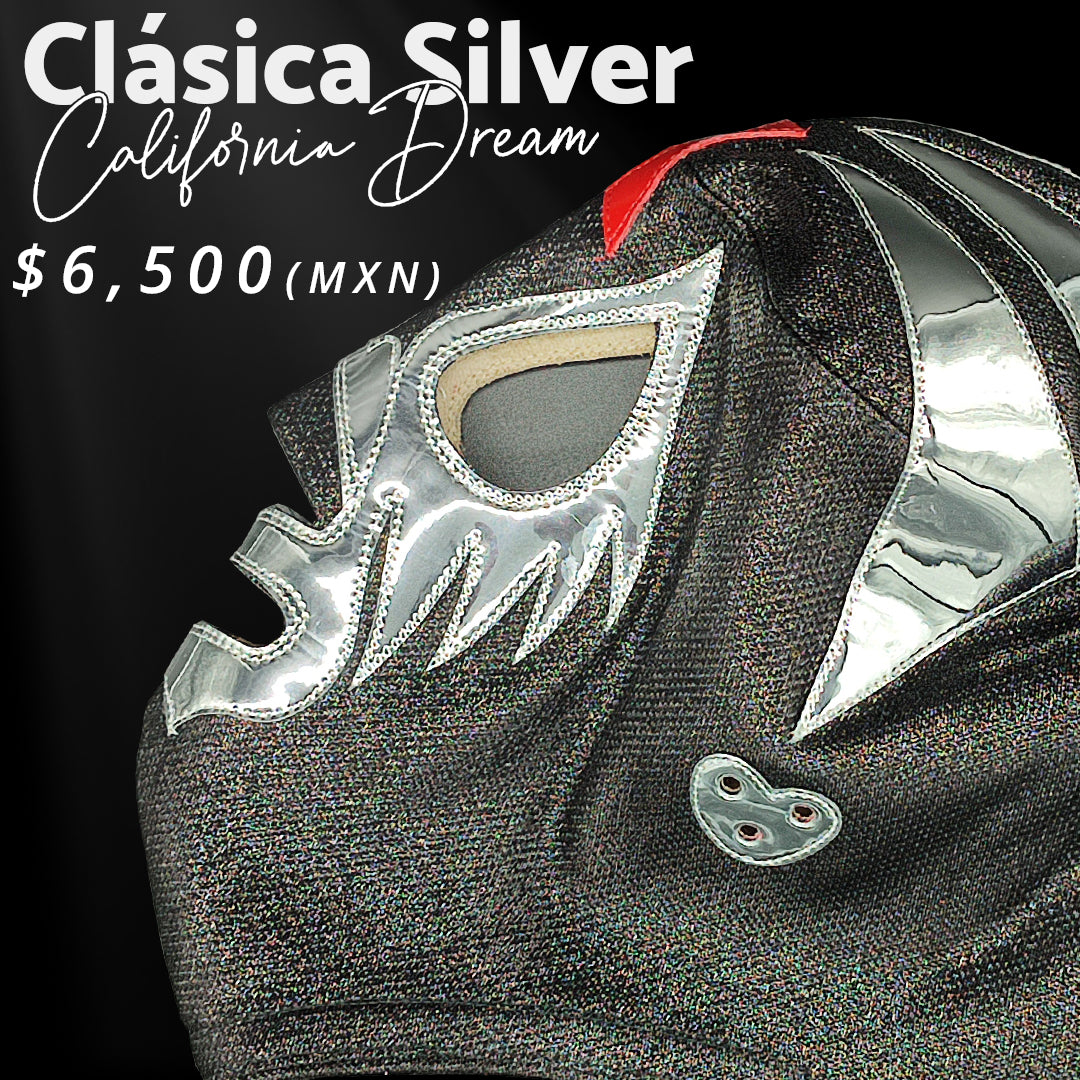 Pre-Venta Máscara Modelo Clásica Black Antifaz Plata "California Dream Collection" (Profesional)