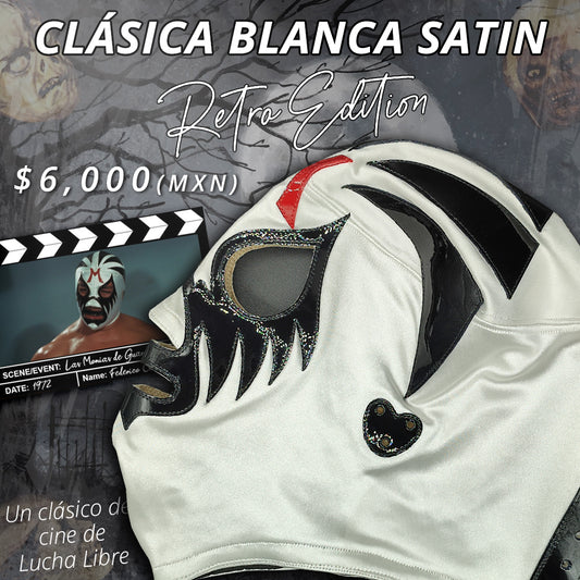 Máscara Modelo Clásica Blanca Satin Retro año 1972 (Profesional)