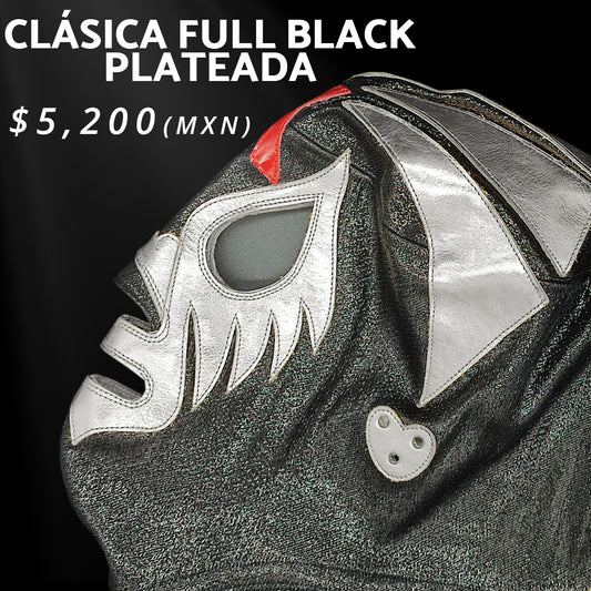 Pre-Venta Máscara Modelo Clásica Full Black Plateada (Profesional)