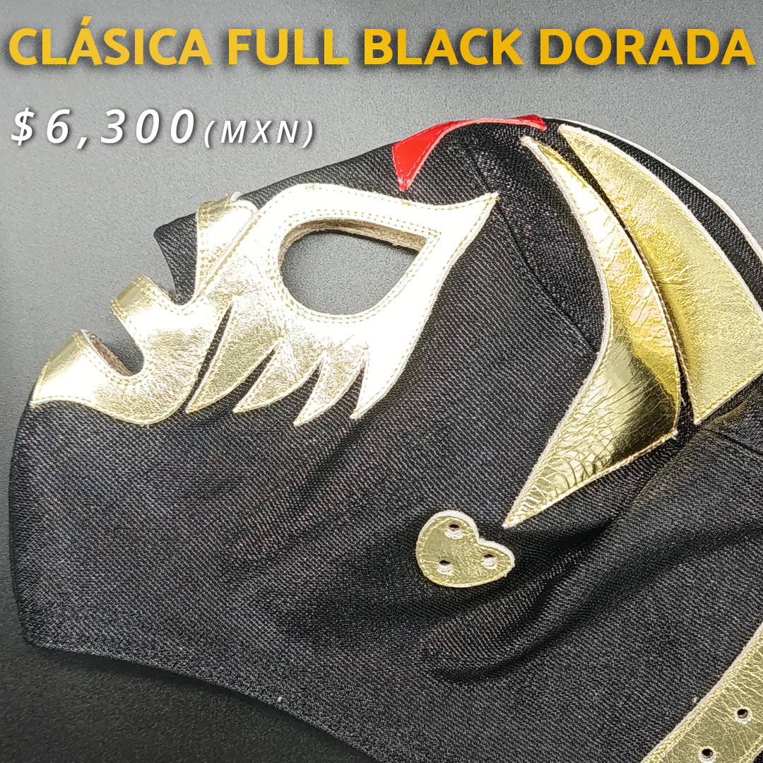 Pre-Venta Máscara Modelo Clásica Full Black Dorada (Profesional)