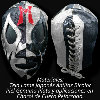 Pre-Venta Máscara Modelo Clásica Bicolor Negra y Plata (Profesional)