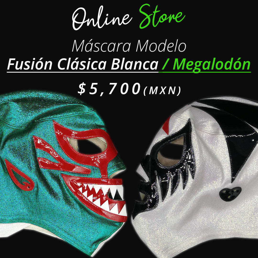 Pre-Venta Máscara Modelo Fusión Clásica Blanca / Megalodón (Profesional)